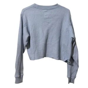 Aerie Waffle Knit Cropped Top‎ Size XXS Long Sleeve Athleisure Preppy Loungewear thumbnail 2