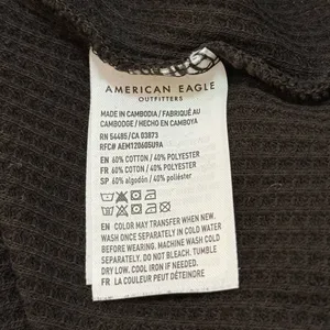 American Eagle black waffle knit long sleeve women’s size large thumbnail 6