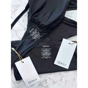 NWT Quince Black Italian V Neck Bikini Top & Low Rise Bottom Set Size Large thumbnail 3