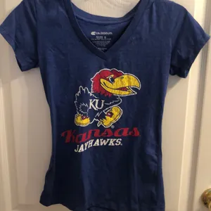 KU Blue Short-Sleeved V-Neck Tee thumbnail 1