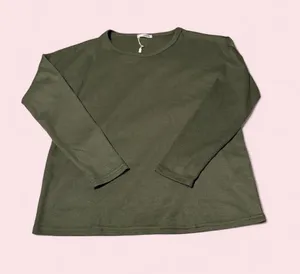 Women's Olive Green Long Sleeve Waffle Tee thumbnail 1