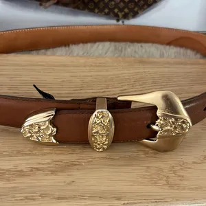 Brighton Brown Leather Belt with Gold Buckle. Size small thumbnail 3