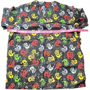 Colorful Handprint Healthcare Worker Scrub Top Shirt thumbnail 4