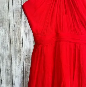 J.Crew Sinclair Vivid Poppy Silk Halter Dress | 0P thumbnail 4