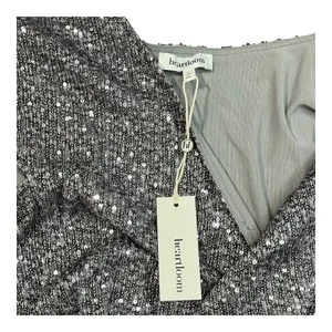 Heartloom‎ Sequin Mini Dress Women Large Silver Wrap V-Neck Cap Sleeve Party New thumbnail 9