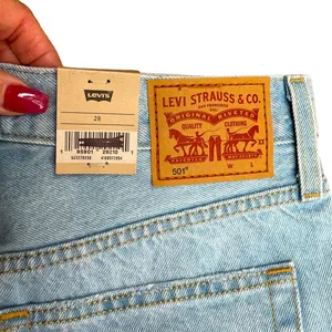 NWT Levi's 501 Original Fit High Rise Denim Distressed Shorts 28 thumbnail 10