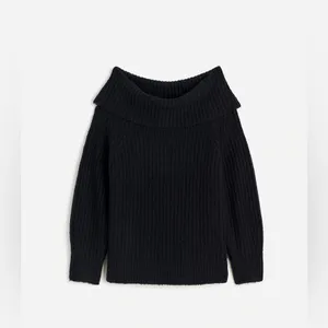 Madewell Cotton-Blend Off-Shoulder Black Wool Cotton Sweater Size‎ XS thumbnail 3