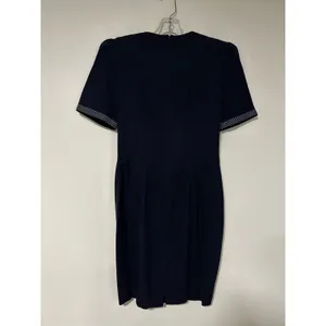 Positive Attitude Petite Vintage Navy Blue Polka Dot Bow Sheath Dress Sz 5/6 thumbnail 10