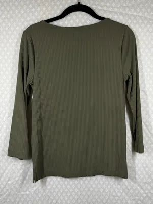Spanx‎ Green Ribbed Scoop Neck Top thumbnail 4