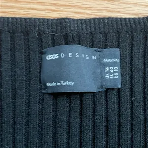 ASOS Henley Black Ribbed Long Sleeve Top thumbnail 2