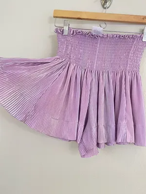 Queen of Sparkles Smocked Waist Lilac‎ Mini Shorts Size XS thumbnail 3