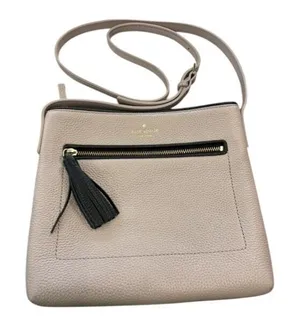 Kate Spade New York WKRU4073 Warm Taupe Pebbled Leather Crossbody Bag‎ Tassel thumbnail 1