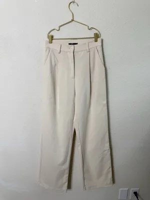 Vamp Official Relaxed Wide Leg Trouser Pants Cream Women’s Size S‎ thumbnail 6