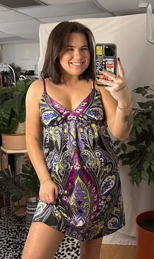 ICE V-Neck Paisley Satin Slip Mini Dress Purple Y2k thumbnail 1
