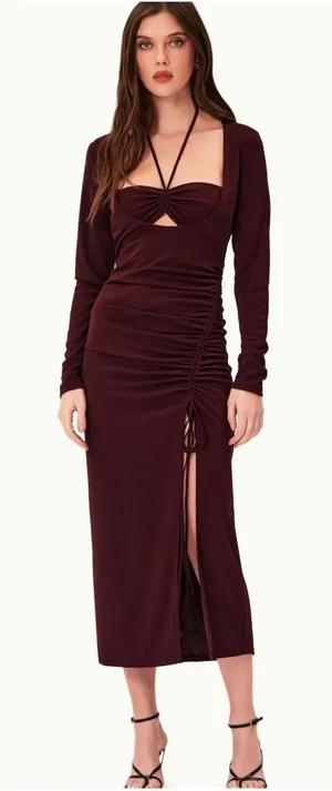 Nicholas Noel Womens US 4 Gown Maxi Dress Purple Center Cutout Special Occasion‎ thumbnail 1