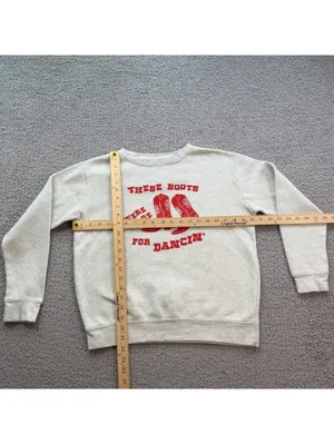 Women’s Western Cowboy Boots Dancing Crewneck Sweatshirt Oatmeal Red Size M thumbnail 3