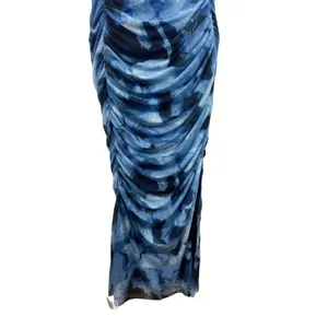 Abercrombie & Fitch Blue Mesh Ruched Strapless Lined Maxi Dress M NWT thumbnail 4