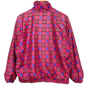 Vintage Jacket Plaid Nylon Pink Purple Zip-Up Windbreaker Lined Retro Women 90s thumbnail 2