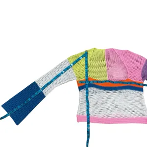 Unbranded Colorblock Colorful Women's Crochet Sweater thumbnail 8