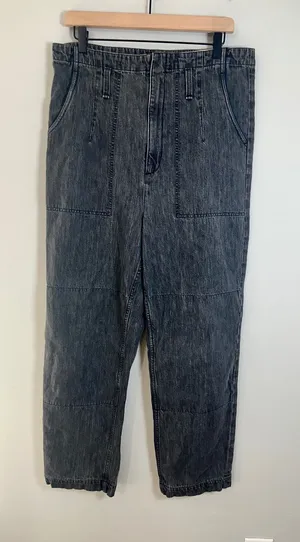 Rag & Bone Women 29 Dark Grey Acid Wash High Rise Carpenter Barrel Jeans thumbnail 1