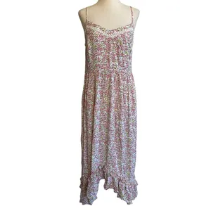 Scoop Ruffle Hem Sleeveless Midi Dress Multi Dainty Floral cottage M 8-10‎ NWT thumbnail 3