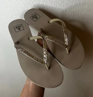 Reef glitter tan flip flops sandals WOMENS 8 thumbnail 1