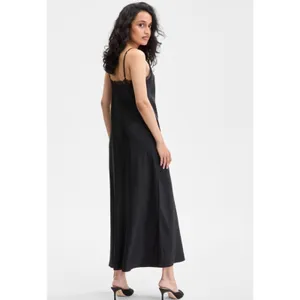 INC Black Silk Blend Lace Trim Slip Dress V-Neck Maxi Nightgown Slit Size XS NEW thumbnail 2