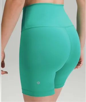 Lululemon Wunder train biker shorts size 2 kelly green thumbnail 6
