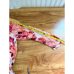 Billabong Pink Floral Boho Romper V-Neck Ruffle Hem Size‎ 6 thumbnail 11