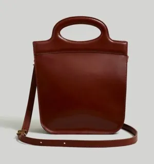 Madewell toggle crossbody bag in cherry wood leather thumbnail 1