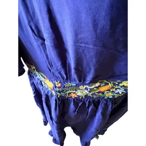 BLOOMCHIC Blue Floral Embroidered V-Neck Dress, Plus 14/16 thumbnail 3