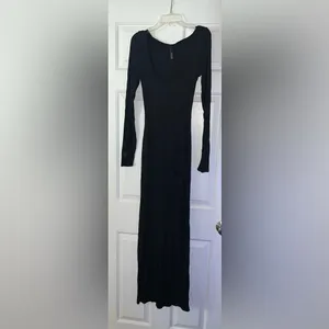 Skims Soft Lounge Long Sleeve Dress in Onyx Size Small thumbnail 8