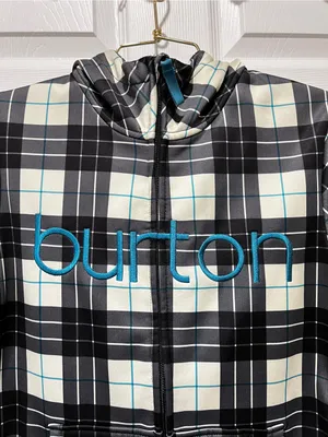 Burton DryRide Plaid Fleece Lined Hooded Jacket Ski Black Blue Long Sleeve Small thumbnail 4