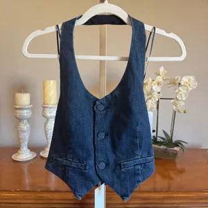 Good American Denim Halter Vest Indigo724 Size S NWT thumbnail 6