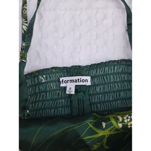 Reformation Overland Silk Floral Daisy Cami Top Green Smocked Back Size 0 thumbnail 5