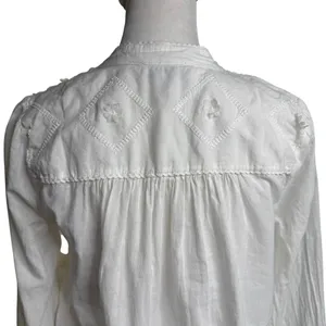 Lucky Brand Embroidered Cotton Blouse White XS Romantic Boho Prairie thumbnail 5