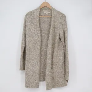 LOFT Womens Small Open Front Marled Cardigan Sweater Oatmeal Beige Multi thumbnail 2