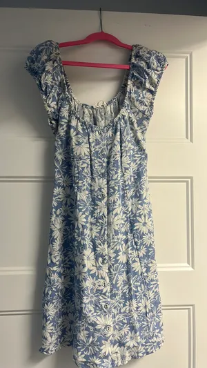 Light blue floral mini dress thumbnail 1