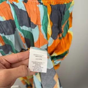 Mabel Hilda Midi Dress Green Orange Abstract Resort Tropical Groovy‎ thumbnail 5