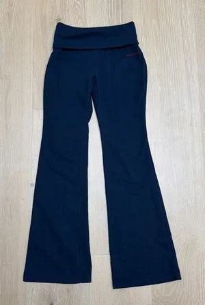 Hello Molly Flare Pants Fold Waist Base Lucky Girl Size M Navy Blue Red thumbnail 1