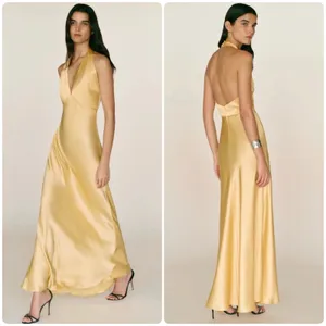 Reformation Daniela Silk Maxi Dress Ray Of Light Yellow size 2 C0 thumbnail 2