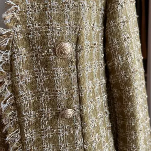 Elie Tahari Metallic Gold Tweed Long Coat Size Small NWT thumbnail 4