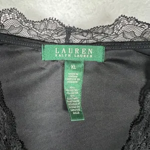 Lauren Ralph Lauren Womens Velvet Velour Lace Trim Top XL Black Whimsigoth Vamp thumbnail 2