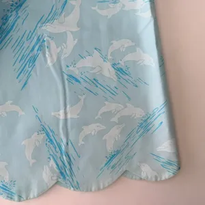 Lilly Pulitzer Vintage Florida Hand Prints Skirt 8 Blue Dolphins 1970s Scallop Hem Knee Length thumbnail 2