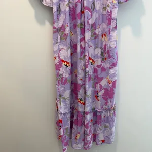 Terra & Sky Women's Plus 0X 14W Purple Floral Ruffle Sleeve Maxi Dress Tiered thumbnail 12