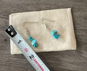 Women’s Turquoise Stone Dangle Earrings, Silver Tone Blue thumbnail 3