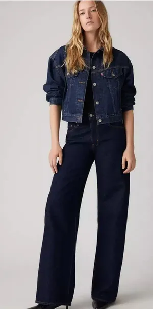 New Levi's Premium 33x31 XL Baggy Straight Women's Jeans Dreams Dark Wash thumbnail 1