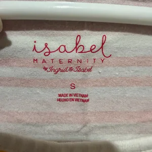 Ingrid & Isabel Pink and White Striped Maternity Top thumbnail 5