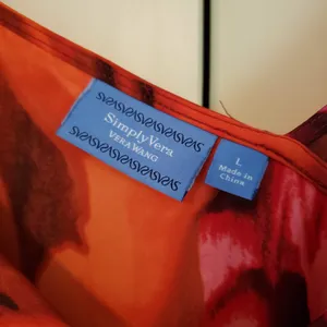 Vera Wang Simply Vera Dress Orange Pink Watercolor Sleeveless L thumbnail 5