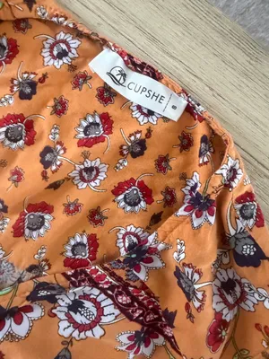 Cupshe Boho Floral Orange Tiered maxi Dress thumbnail 5